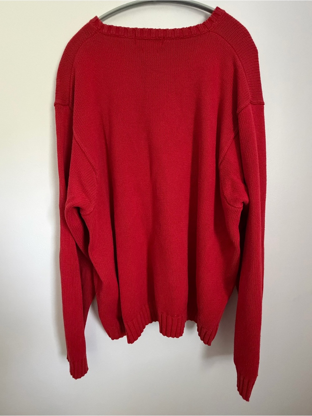 Vintage Lauren Ralph Lauren Red 100% Cotton Crest Sweater XXL Y2K Oversized - Picture 3 of 6